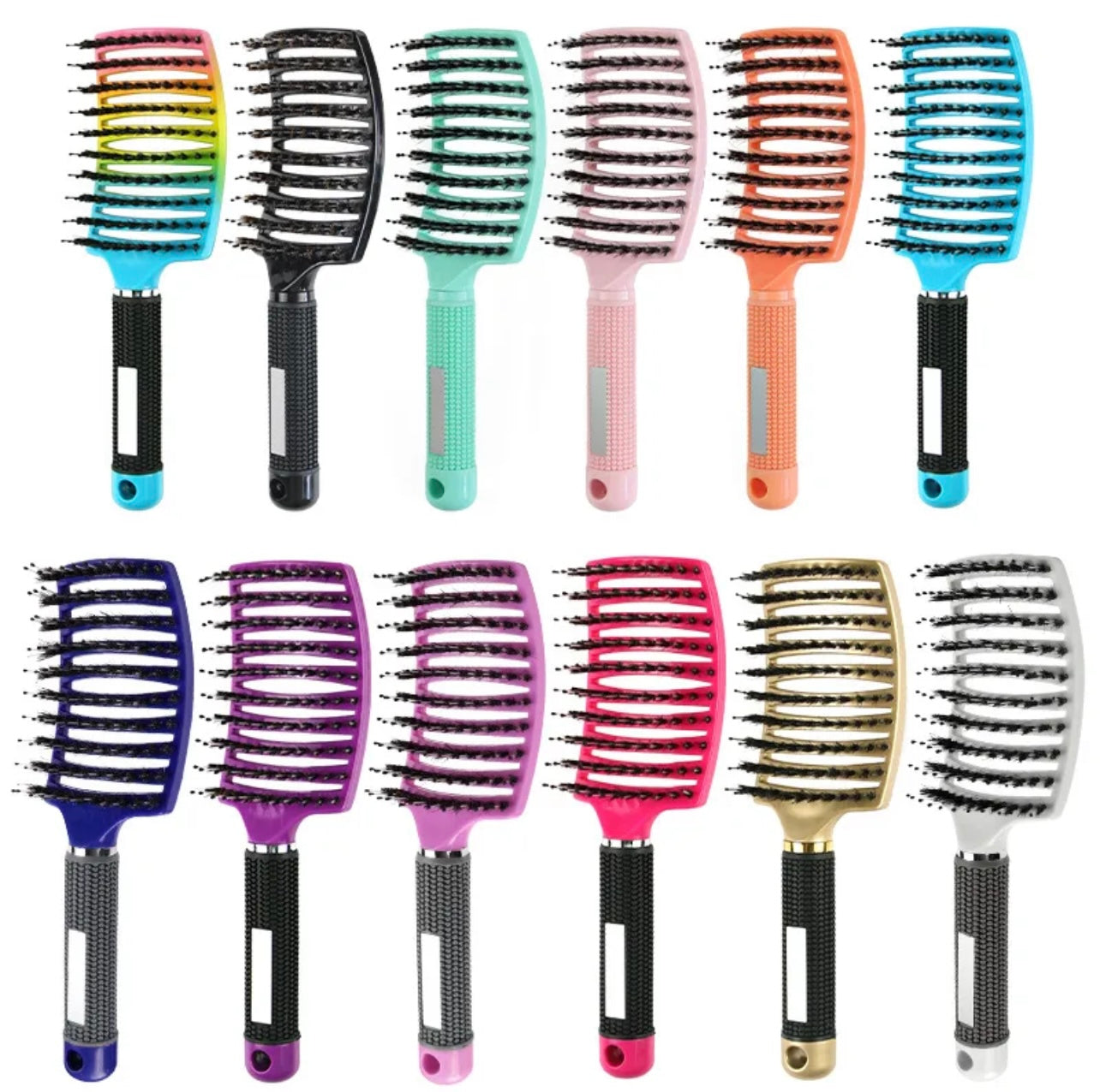 Viral detangler multi bristle hairbrush