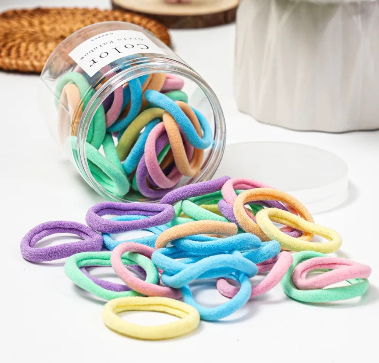 Pot of 50 super soft hair ties