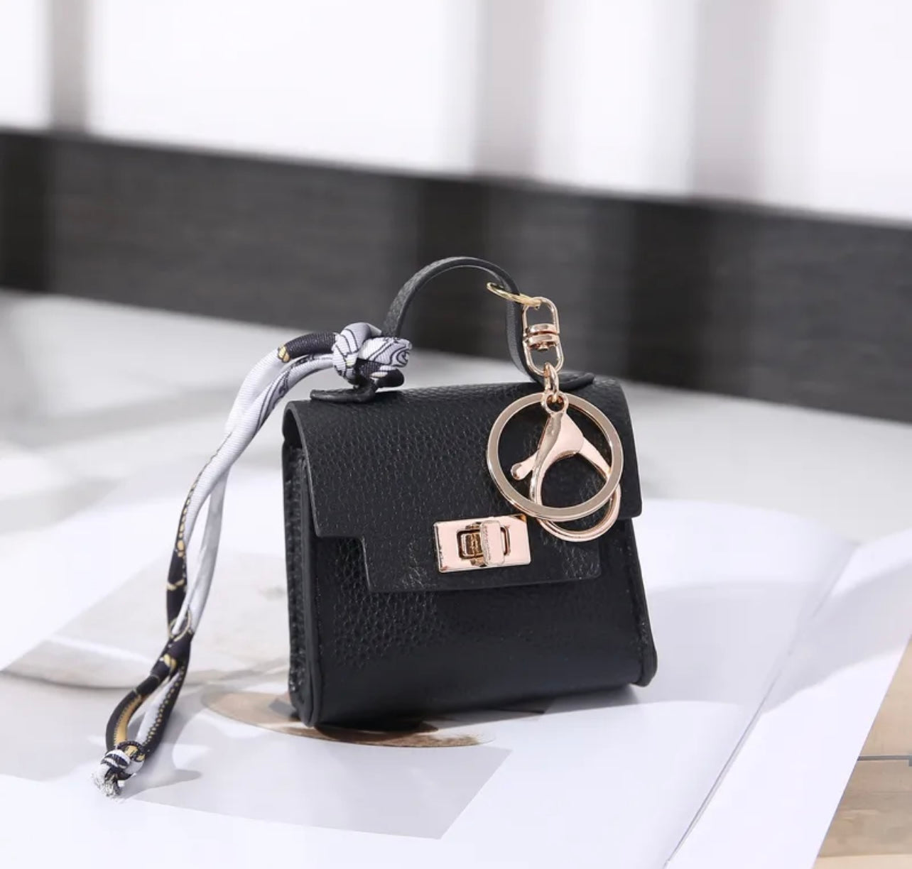 Mini charm keychain kelly handbag mini purse