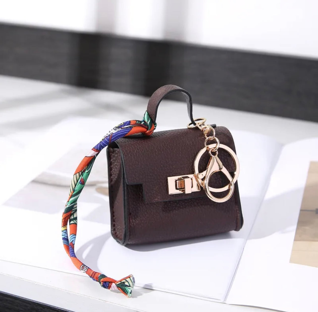 Mini charm keychain kelly handbag mini purse