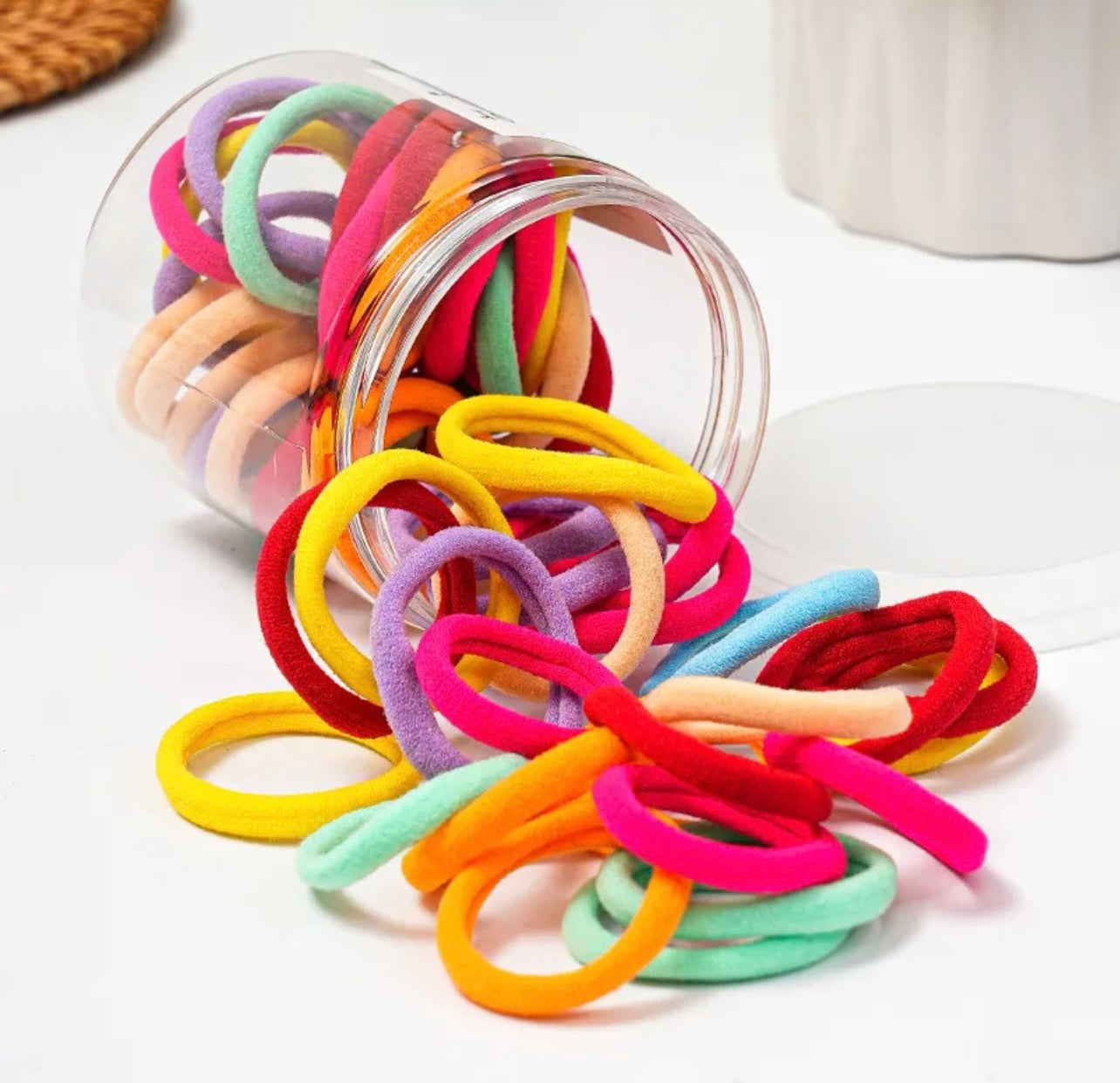 Pot of 50 super soft hair ties