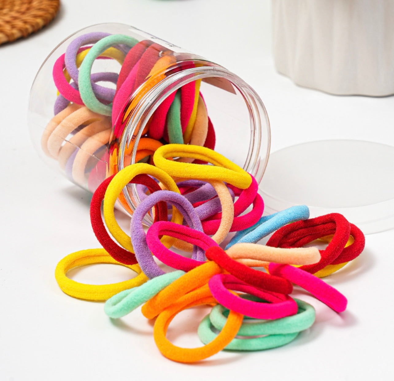 Pot of 50 super soft hair ties