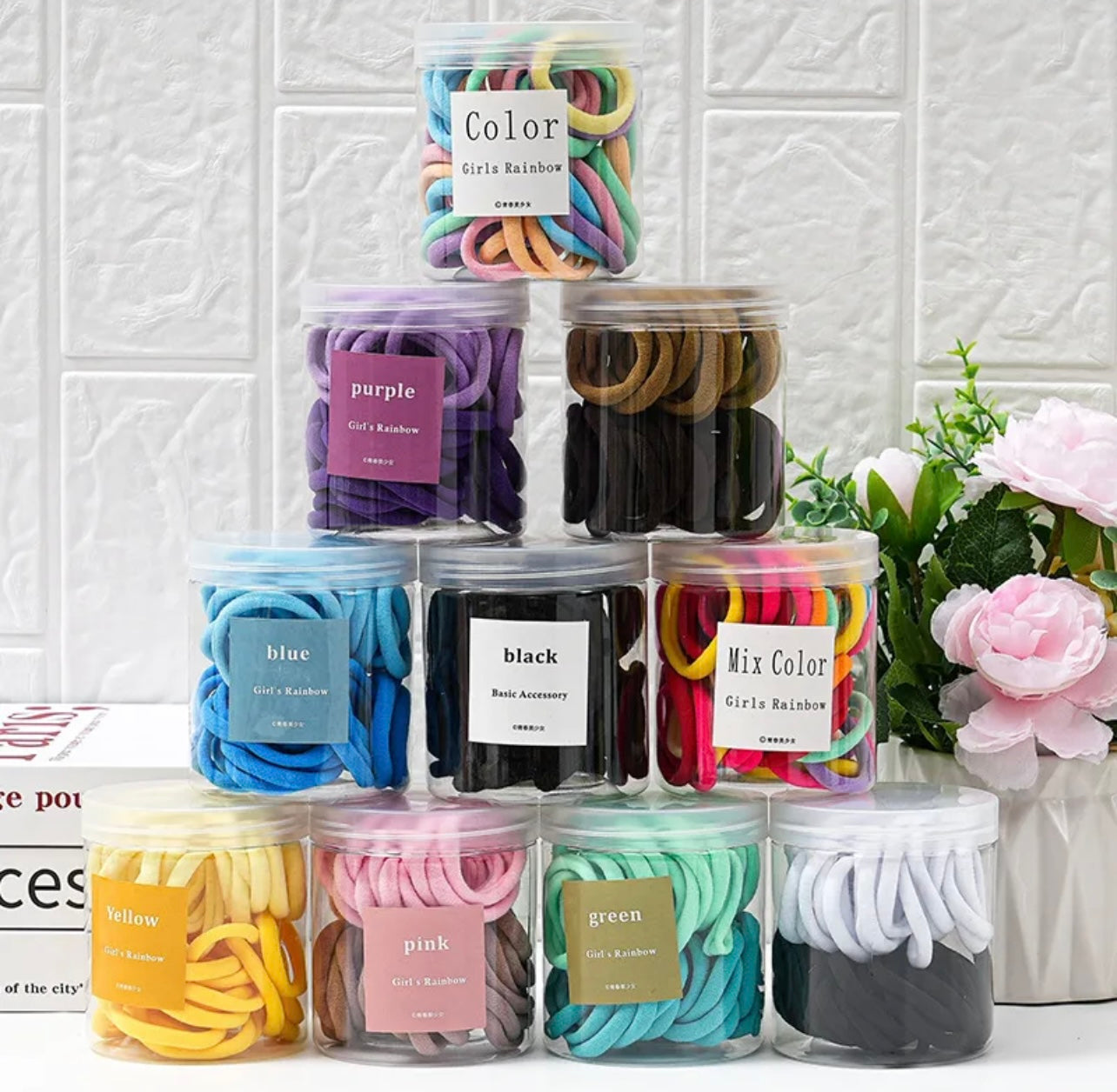 Pot of 50 super soft hair ties