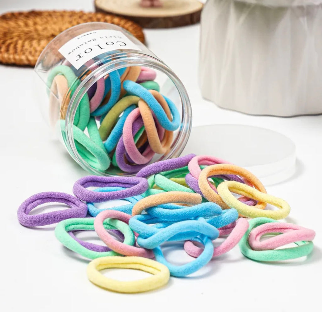 Pot of 50 super soft hair ties