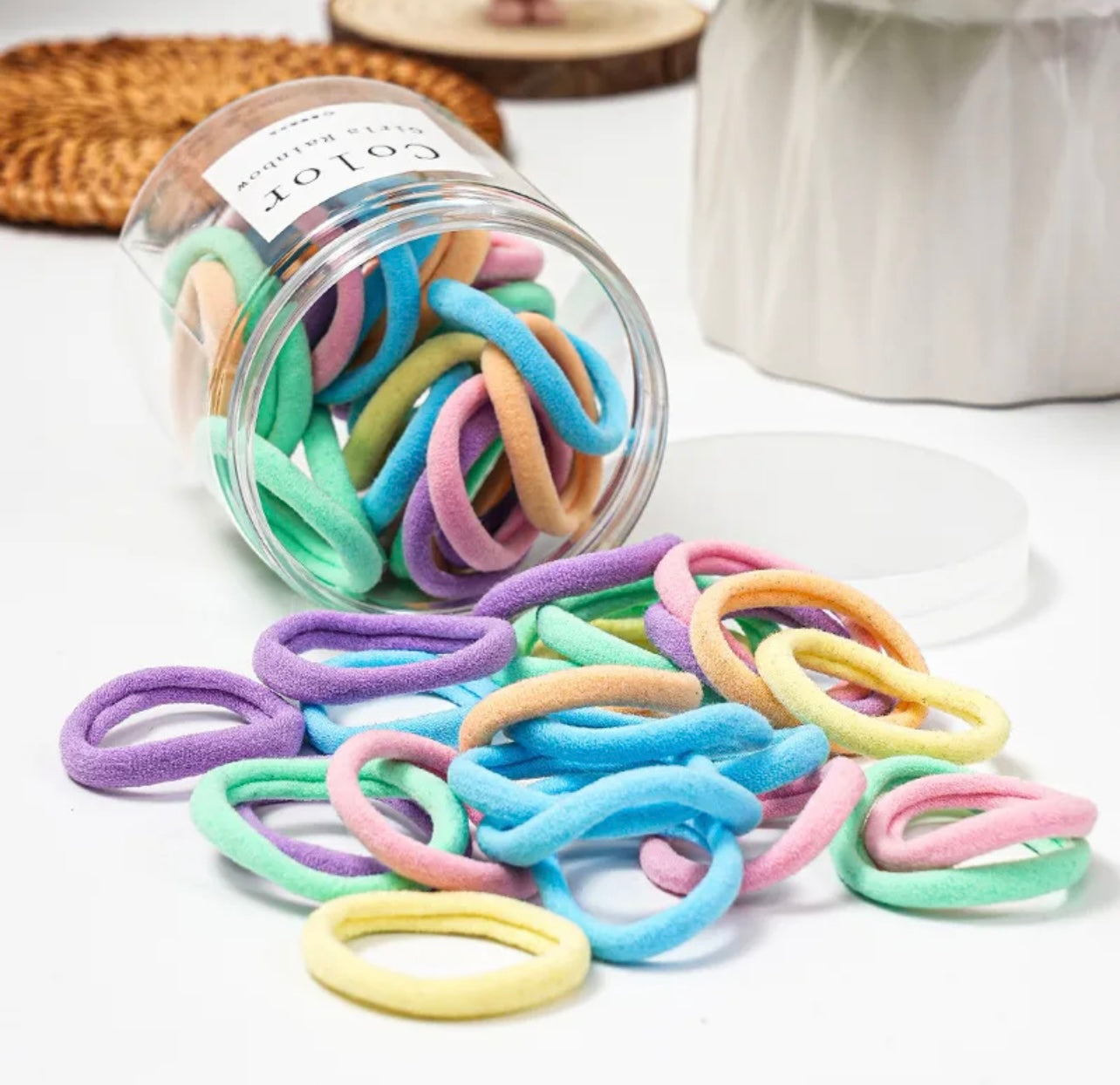 Pot of 50 super soft hair ties