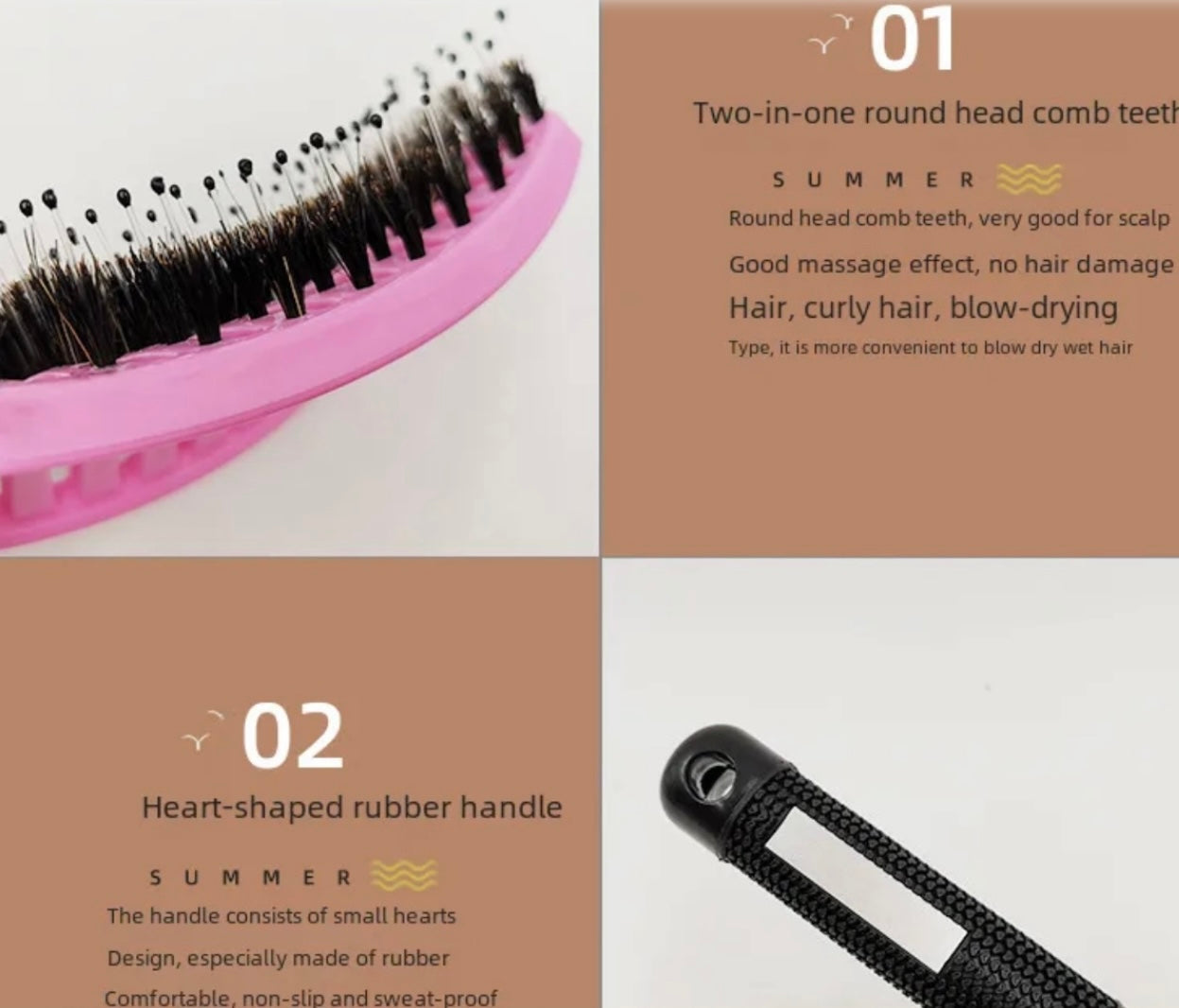 Viral detangler multi bristle hairbrush