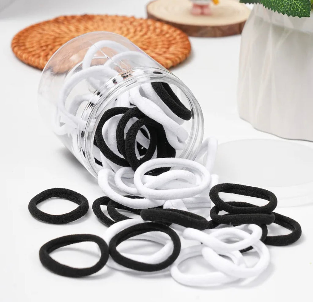 Pot of 50 super soft hair ties