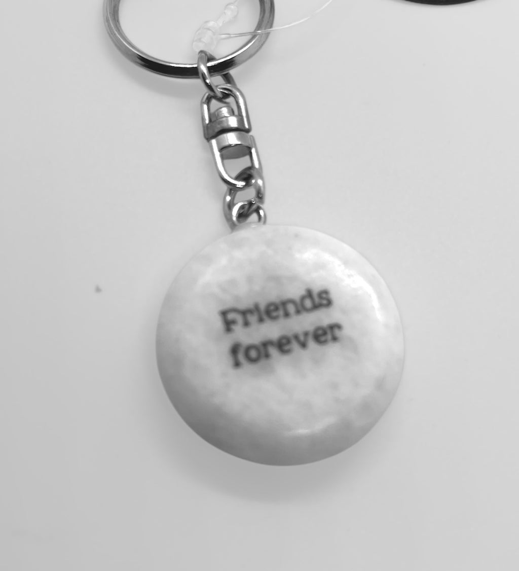 Pebble keyring  Natural marble white complete with an inspiring quote