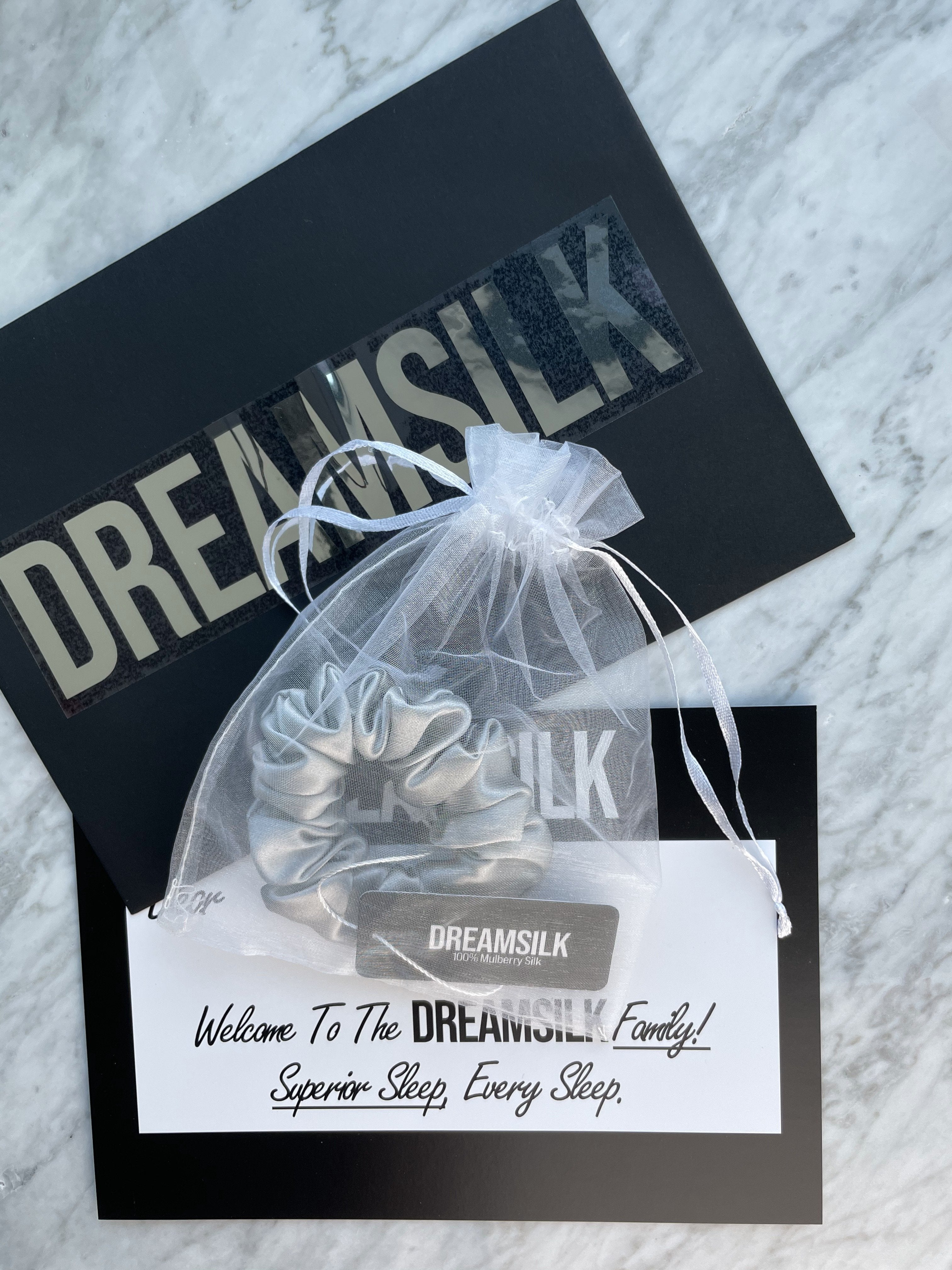 Silver Silk Scrunchie - Regular