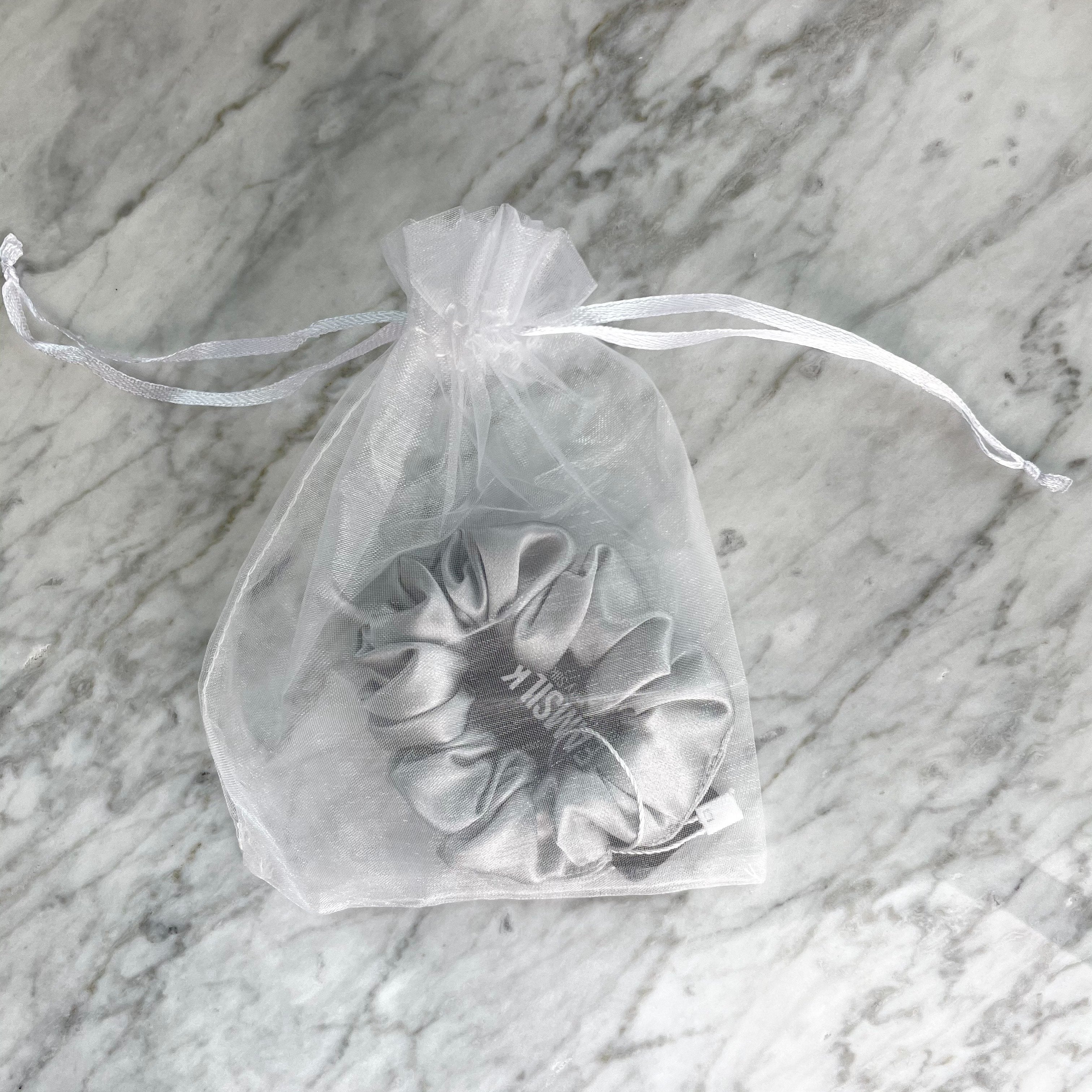 Silver Silk Scrunchie - Regular
