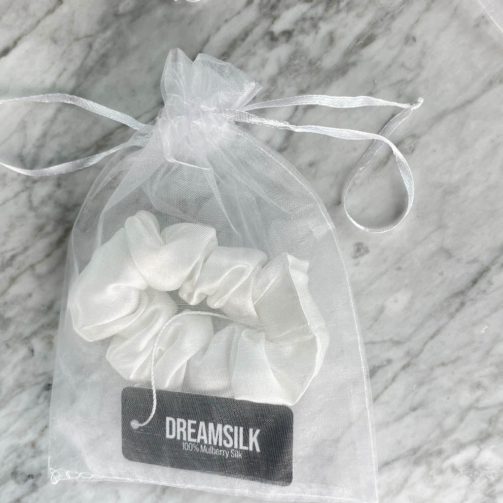 White Silk Scrunchie - Regular
