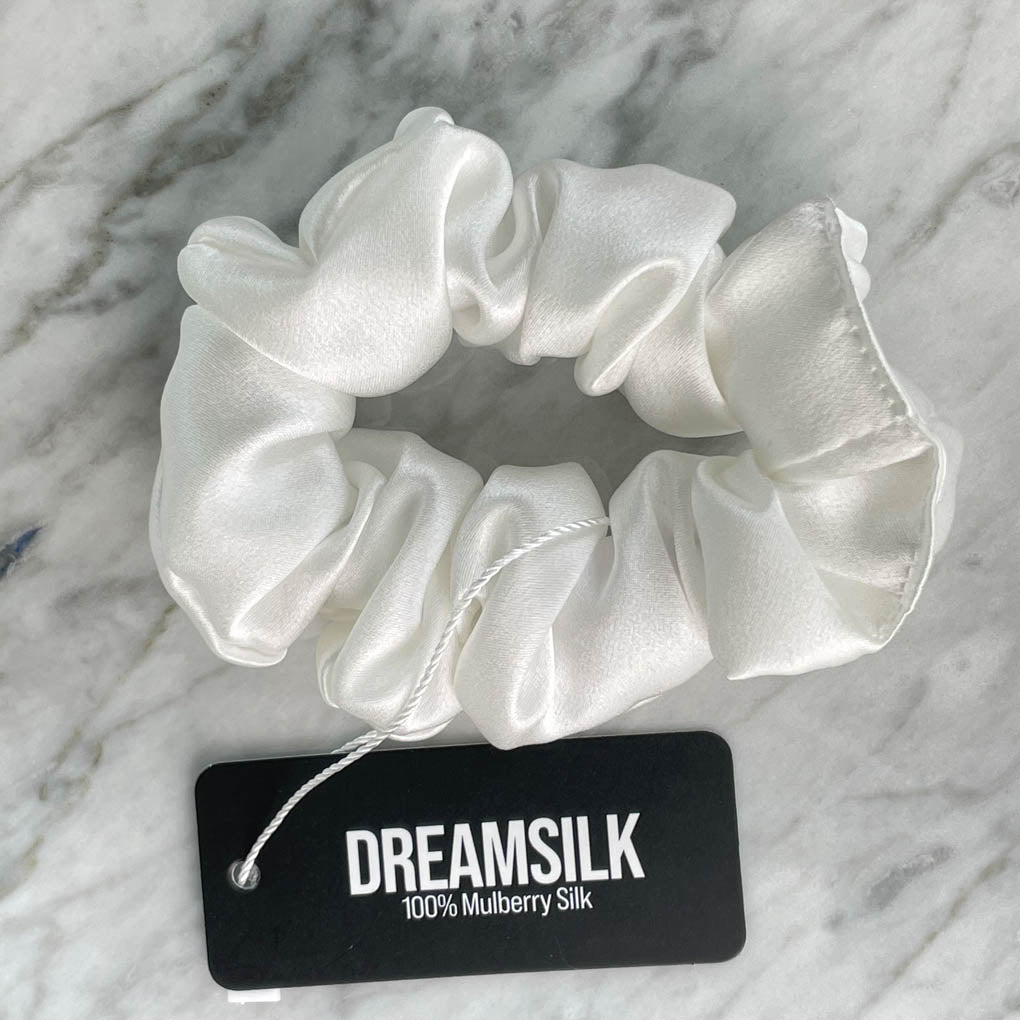 White Silk Scrunchie - Regular