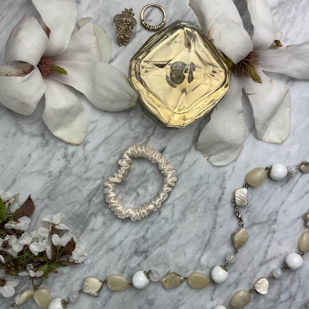 Champagne Silk Scrunchie - Skinny