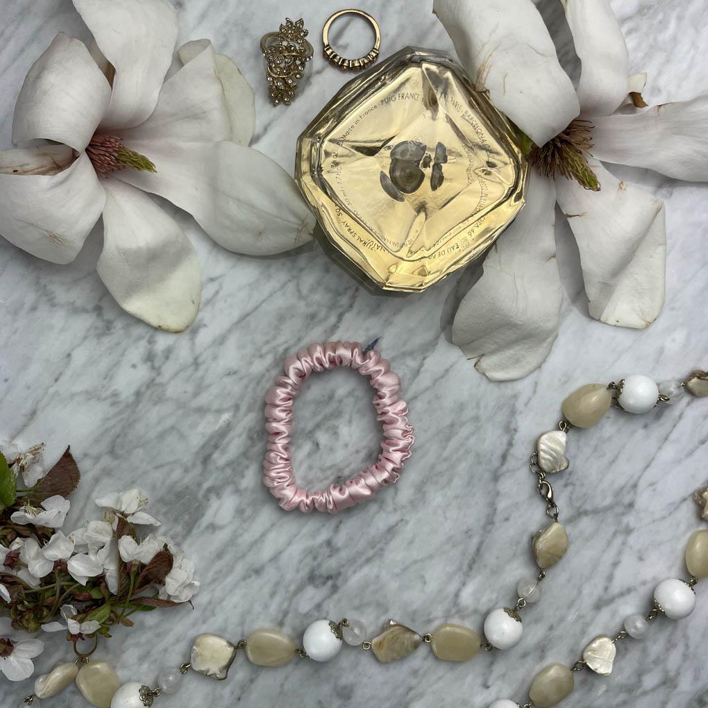 Pink Silk Scrunchie - Skinny