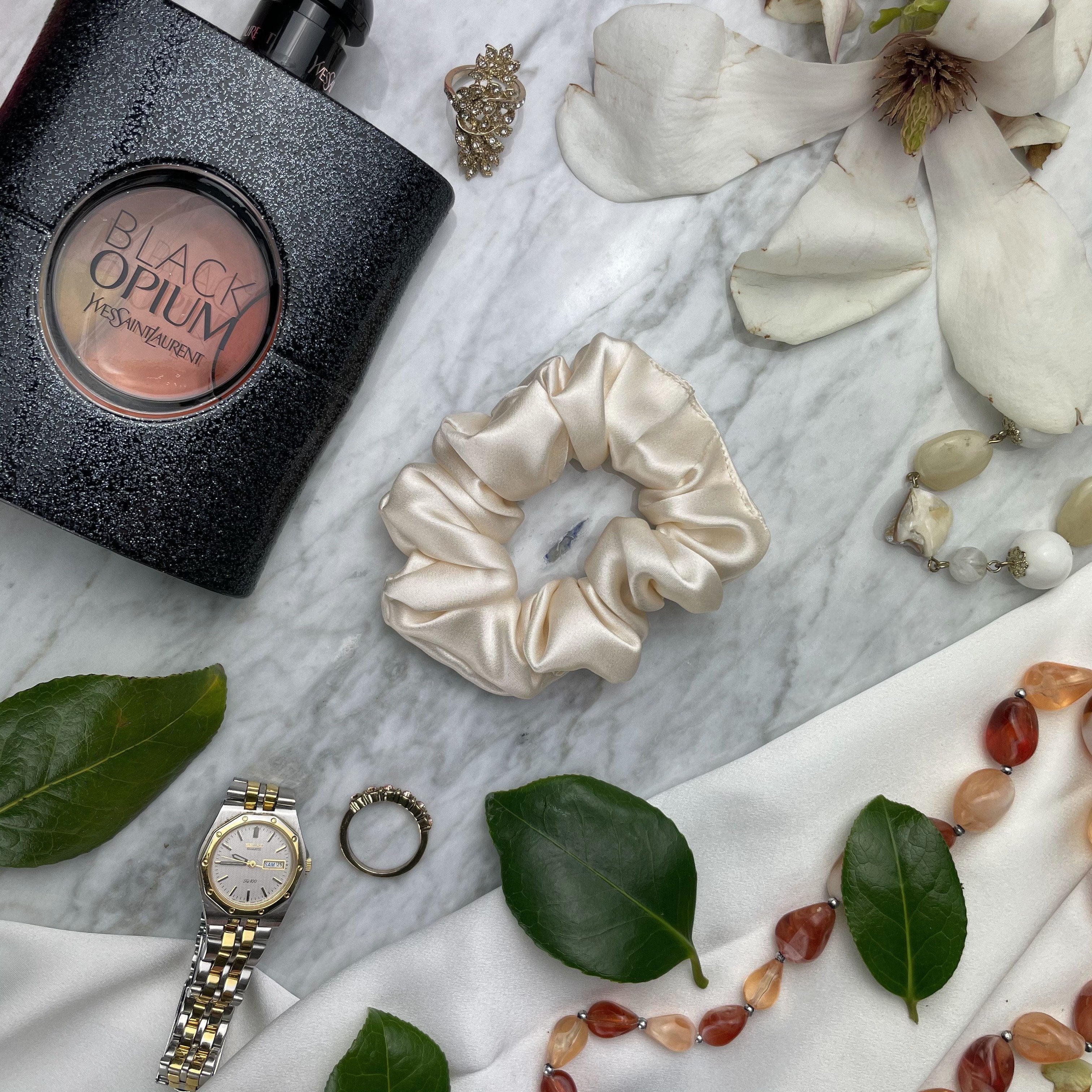 Champagne Silk Scrunchie - Regular