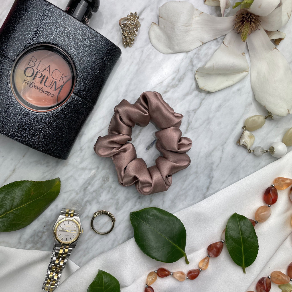 Bronze Silk Scrunchie - Regular