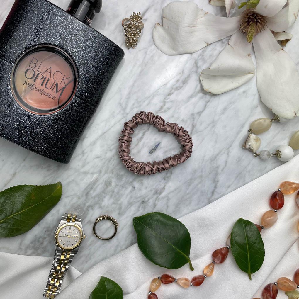 Bronze Silk Scrunchie - Skinny