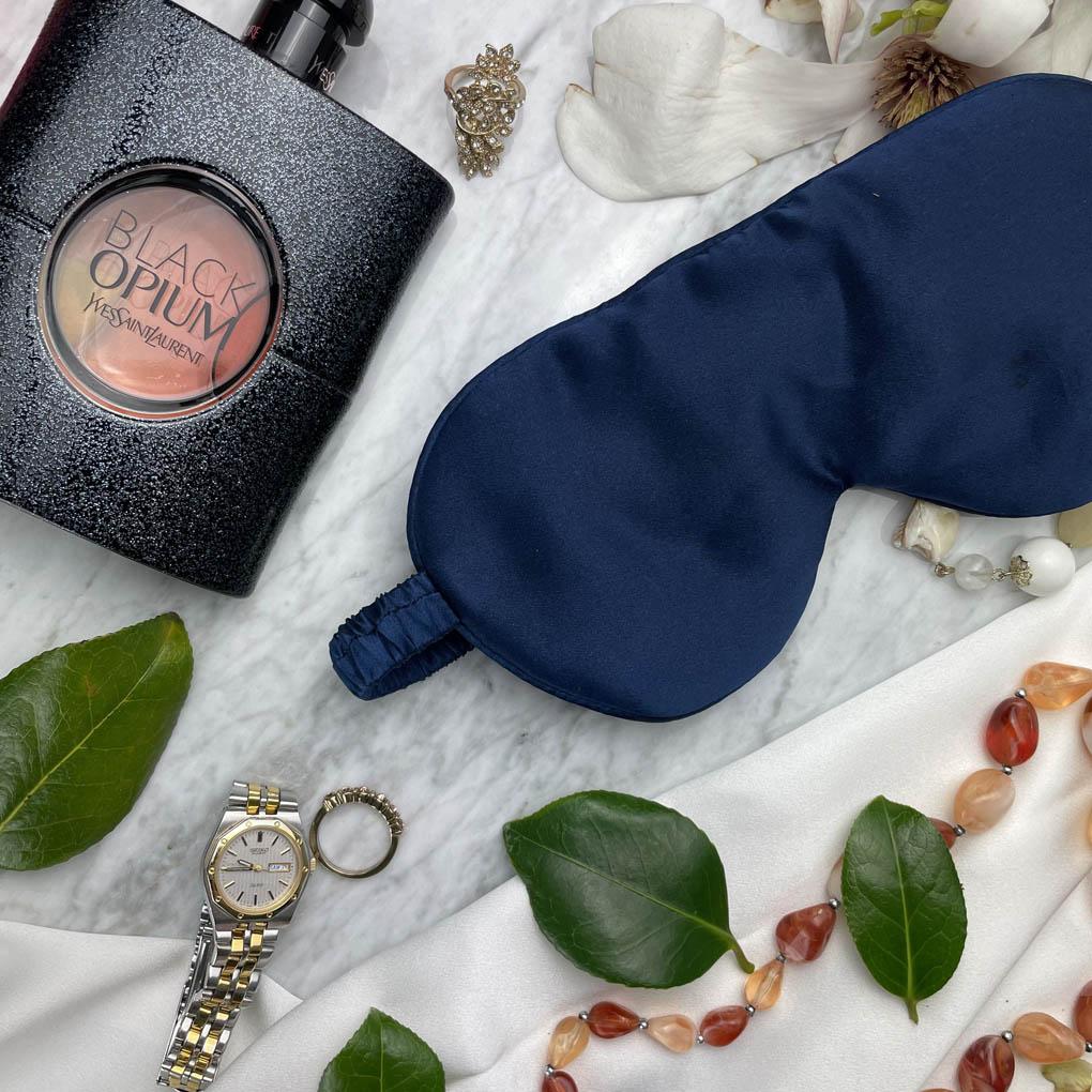 Navy Blue Silk Sleep Mask