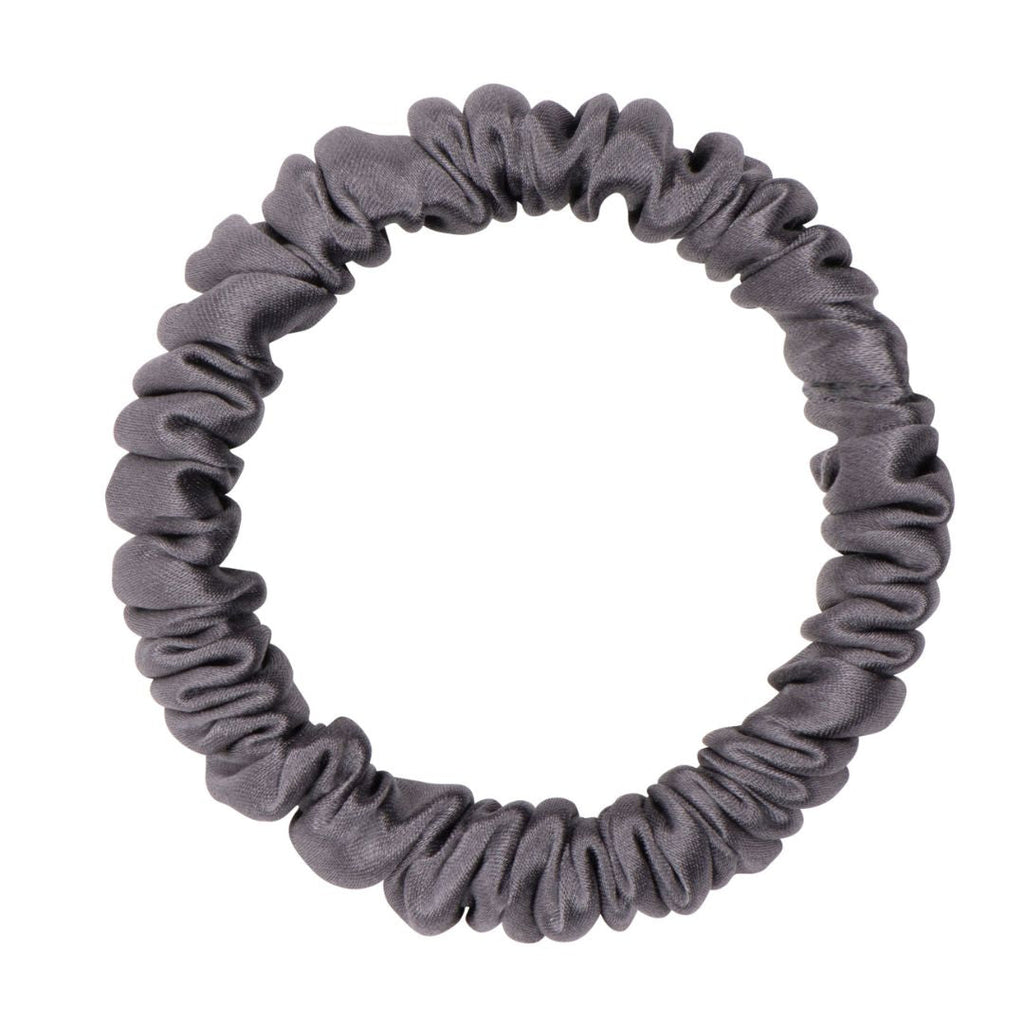 Dark Grey Silk Scrunchie - Skinny