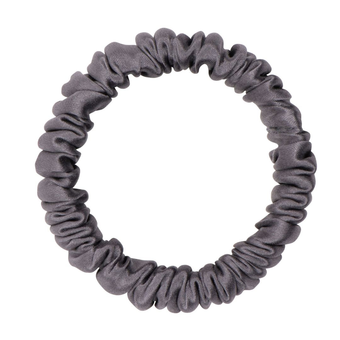 Dark Grey Silk Scrunchie - Skinny