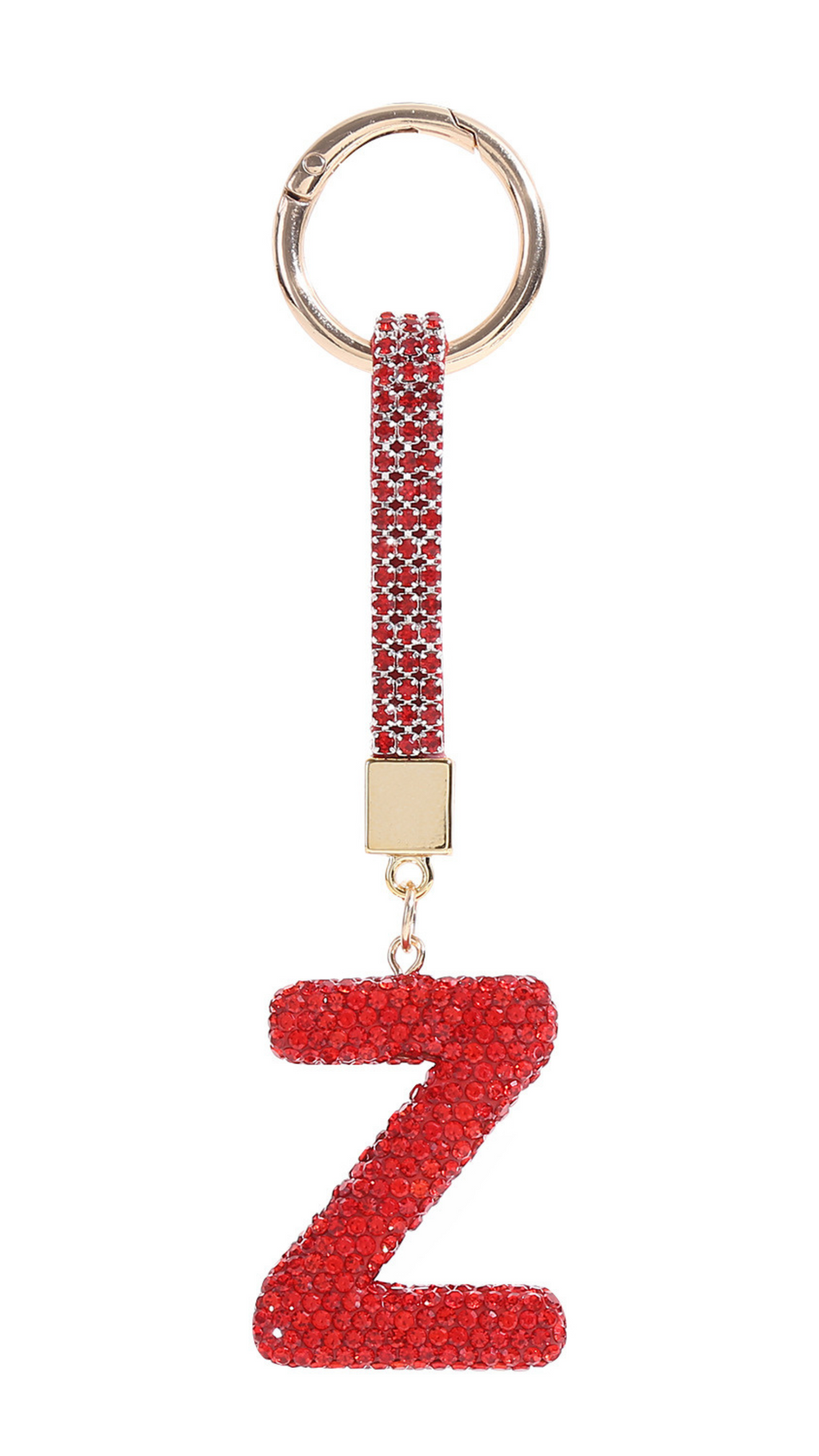 Initial Letter Red Crystal Glam Key Ring