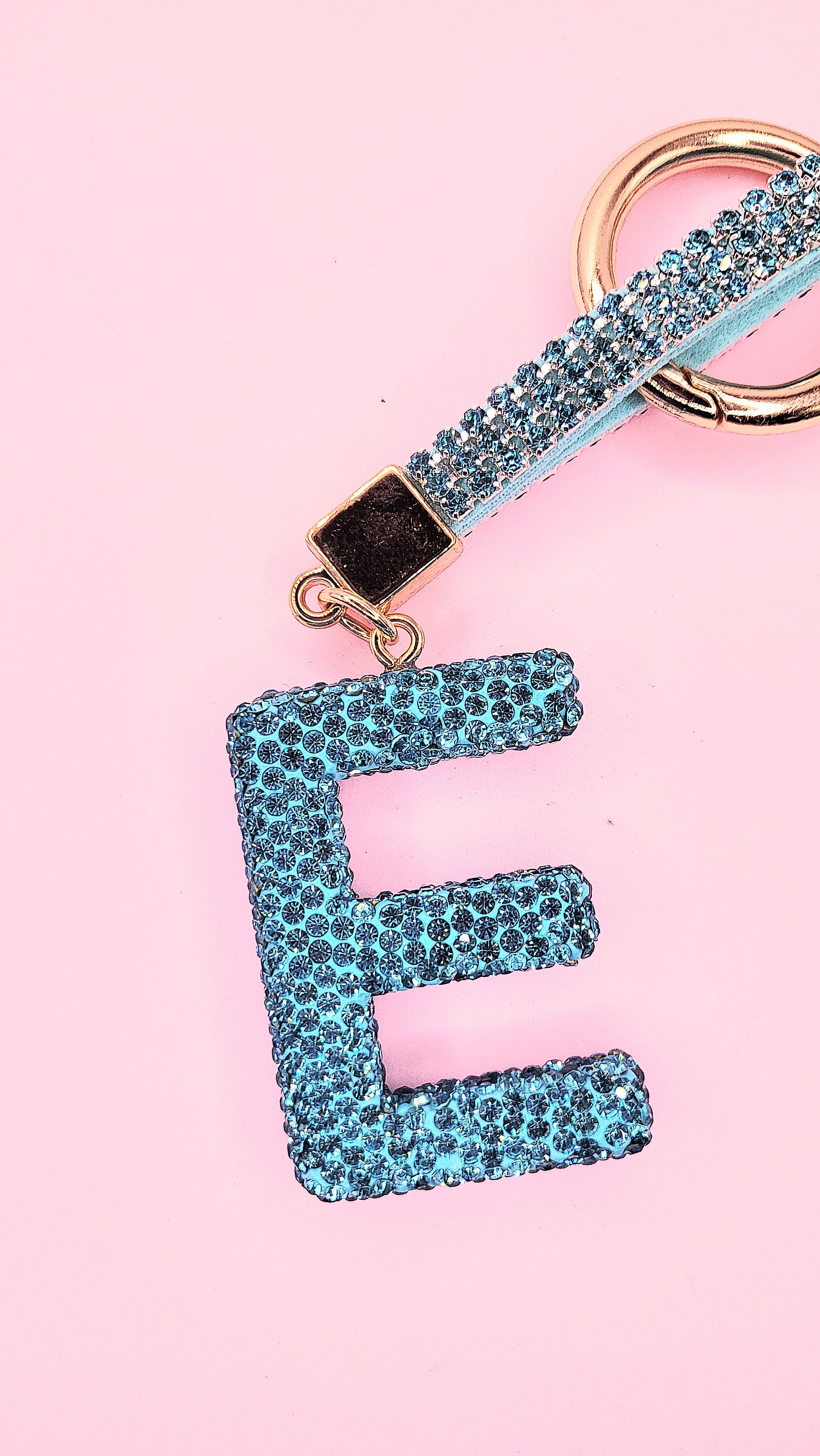 Initial Letter Blue Crystal Key Ring & Bag Charm