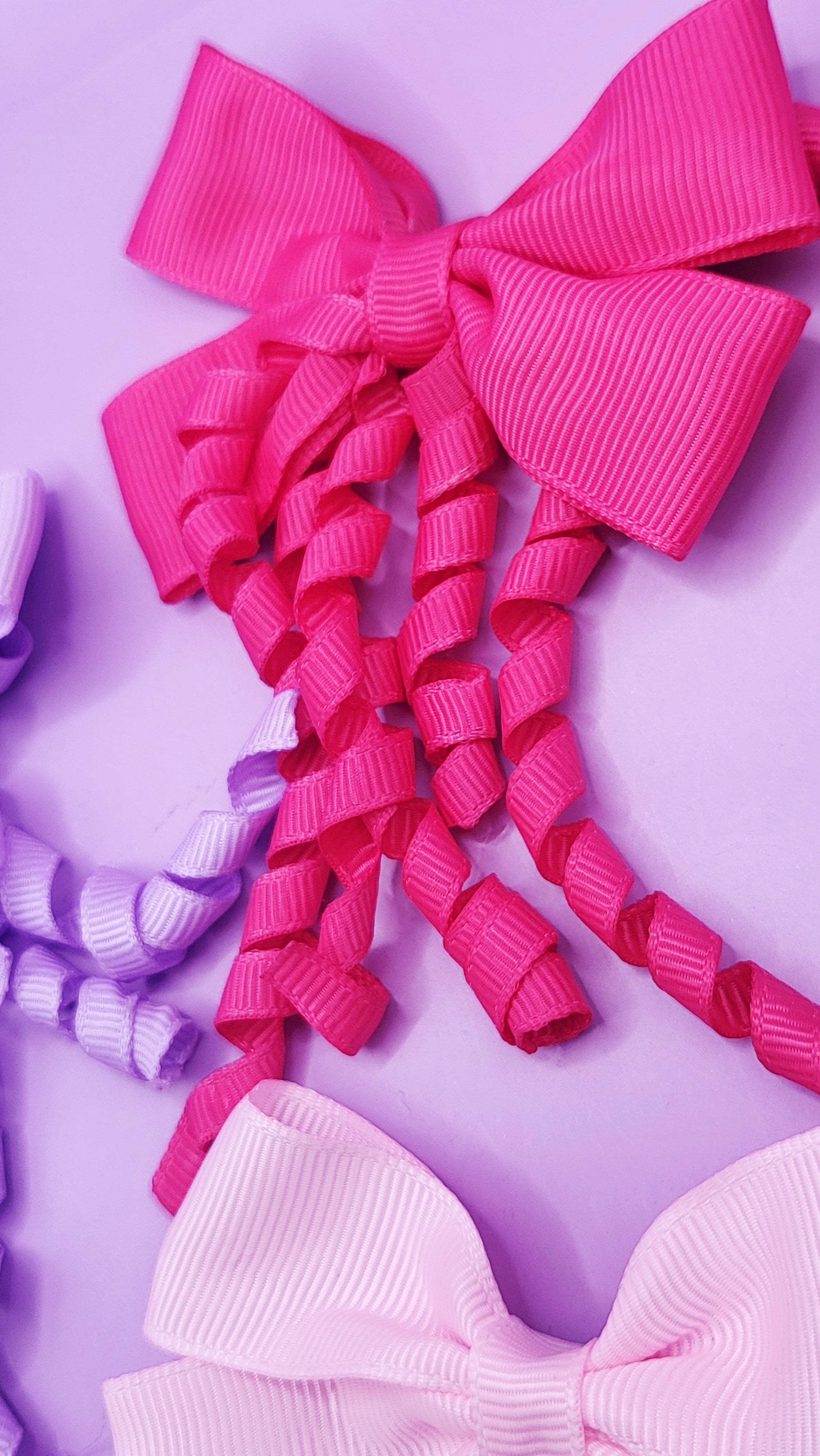 Pastel Curly Hair Bow Tassel Clip Slide Pack of 24