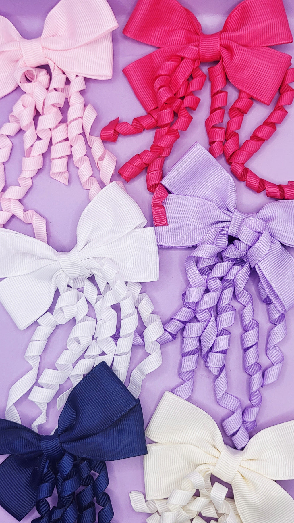 Pastel Curly Hair Bow Tassel Clip Slide Pack of 24