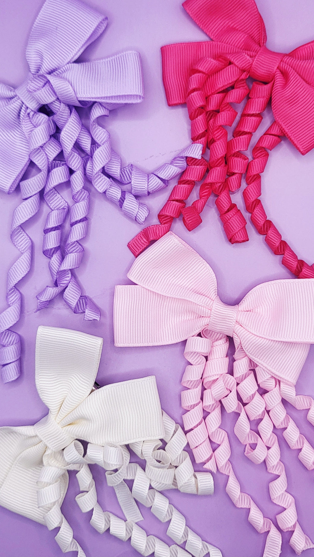 Pastel Curly Hair Bow Tassel Clip Slide Pack of 24